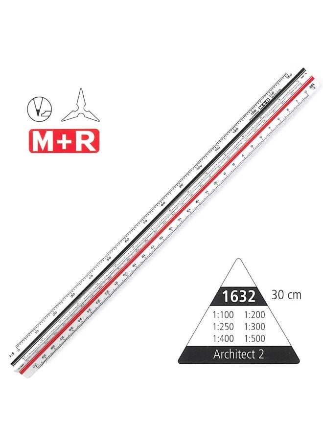 M+R 30cm Ruler Professional Triangular Scale Ruler - Image 1